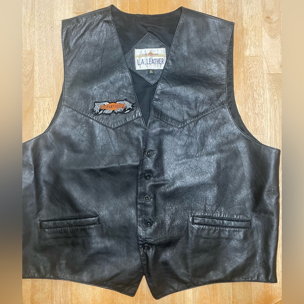 Men's XL Harley Davidson L.A California Leather biker Vest